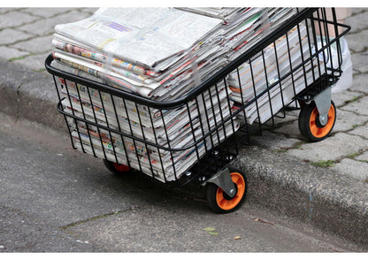 折りたたみ式 深型バスケット台車 専用カバー付き 落ちにくい深型 かご付き カゴ付き 台車 カート 荷物 新聞紙 資源ごみの回収に ラクラク運搬 折り畳み 省スペース 収納(代引不可)