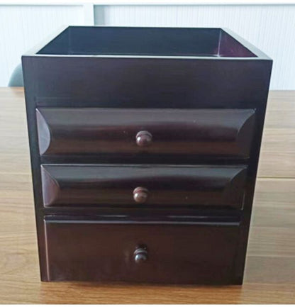 卓上整理チェスト 3段 完成品 木製 チェスト 書類整理 裁縫道具 救急箱 貴重品箱 収納ケース 収納ボックス トレー 引出し チェスト(代引不可)
