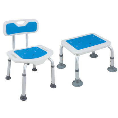 アルミ製シャワーベンチ&ステップセット ブルー 入浴用 お風呂 椅子 イス チェア ステップ お年寄り 介護(代引不可)