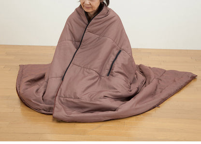 寝袋 2枚組 着れる布団 ポケット付き 手が出せる 寝袋 掛け布団 着る毛布 ブラウン フリース素材 保温 蓄熱 アウトドア キャンプ ドライブ 車中泊 防災 災害 布団(代引不可)