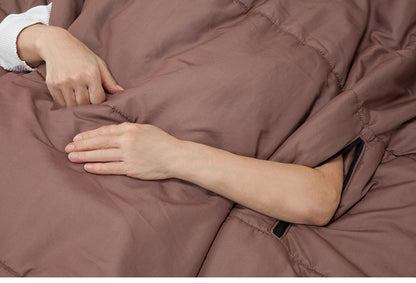 寝袋 2枚組 着れる布団 ポケット付き 手が出せる 寝袋 掛け布団 着る毛布 ブラウン フリース素材 保温 蓄熱 アウトドア キャンプ ドライブ 車中泊 防災 災害 布団(代引不可)