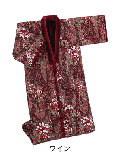 かいまき布団 足ポケット ボア付き 花柄 着る布団 着る毛布 寝間着 遠赤綿入り あったか 暖かい 保温 冷え性 掛布団 毛布 寝具 布団 かいまき(代引不可)