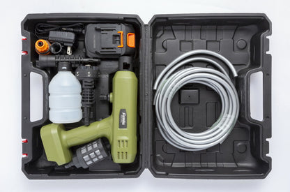 ファミラ 充電式コードレスハンディ高圧洗浄機 12点セット 予備バッテリー付き 軽量 コンパクト 持ち運び 高圧洗浄 掃除 クリーナー ノズル 6ヶ月保証(代引不可)