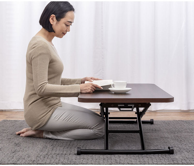 昇降テーブル リフトテーブル 無段階調節 完成品 折りたたみテーブル 大理石調 木目調 フリーテーブル 多目的 コンパクト 座卓 作業台 テーブル ダイニング リビング(代引不可)