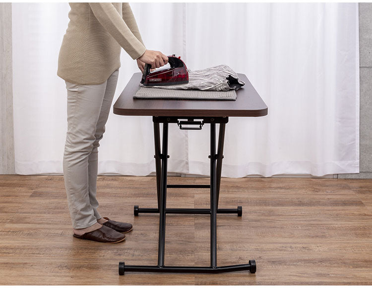 昇降テーブル リフトテーブル 無段階調節 完成品 折りたたみテーブル 大理石調 木目調 フリーテーブル 多目的 コンパクト 座卓 作業台 テーブル ダイニング リビング(代引不可)