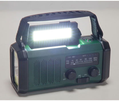 防災ラジオ ライト付き FM AMラジオ対応 ソーラー充電 USB 手回し充電 大容量バッテリー 方位磁石 ラジオ 防災 非常用 地震 スポットライト 広角ライト コンパクト(代引不可)