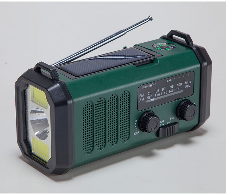 防災ラジオ ライト付き FM AMラジオ対応 ソーラー充電 USB 手回し充電 大容量バッテリー 方位磁石 ラジオ 防災 非常用 地震 スポットライト 広角ライト コンパクト(代引不可)