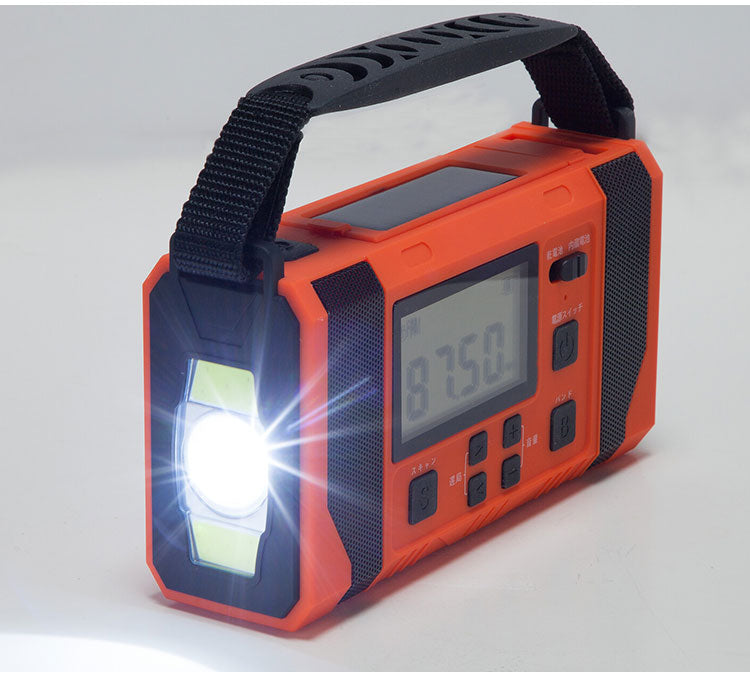 防災ラジオ 液晶画面 ライト付き FM AMラジオ対応 ソーラー充電 USB 手回し充電 大容量バッテリー 方位磁石 ラジオ 液晶パネル 防災 非常用 地震 スポットライト 広角ライト 自動選局有り(代引不可)