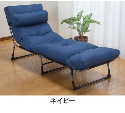折りたたみベッド リクライニング 完成品 折り畳み コンパクト 来客用 ベッド チェア 枕・ごろ寝座布団 リクライニングベッド ブラウン ネイビー カウチベッド 布団を外せる(代引不可)