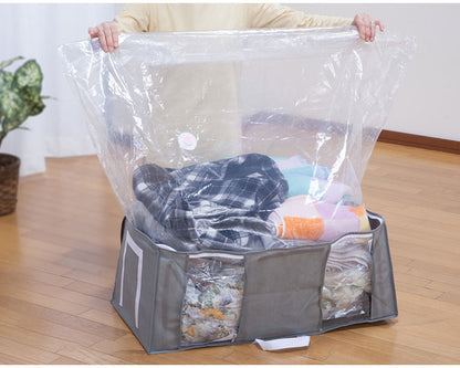 ファミラ 掃除機のいらない圧縮収納ボックス4個 竹炭シートセット 抗菌防臭 防ダニ 圧縮袋 収納ボックス 長期保管 衣替え 衣類収納 竹炭シート 洋服 圧縮パック 掃除機不要(代引不可)