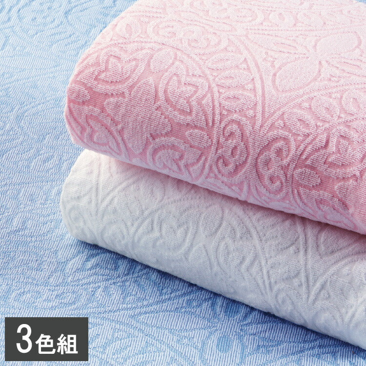 今治産ジャカード織タオルシーツ3色組 ブルー・ピンク・ホワイト シングル サッとひろげて敷布団につつむだけ 丸洗いOK(代引不可)