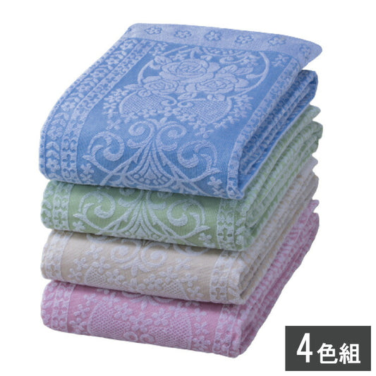 今治産 ジャカード織タオルケット4色組 エンジェル ブルー・ピンク・グリーン・ベージュ タオルケット 夏 掛け布団(代引不可)
