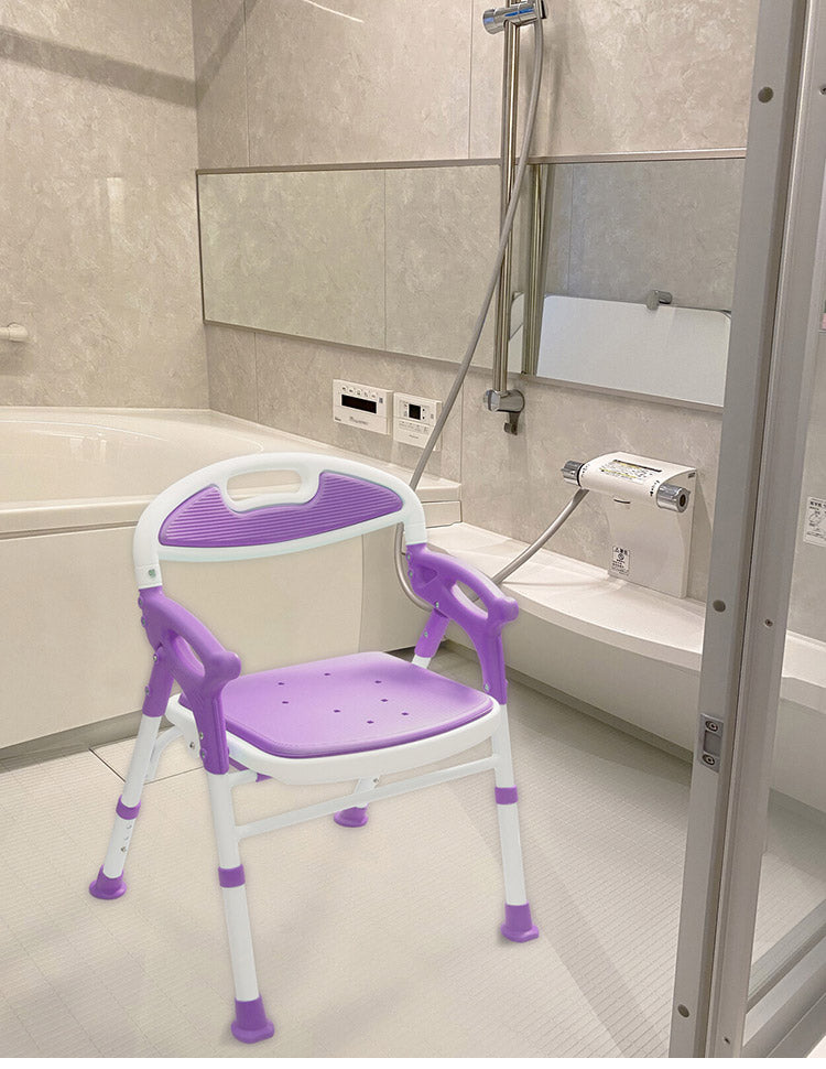 折りたたみシャワーチェア 楽湯 ゆったり座面 肘掛け付き SGマーク製品 折りたたみシャワーチェアー 入浴用 バスチェア 風呂椅子 イス 入浴介助 介護 お年寄り(代引不可)
