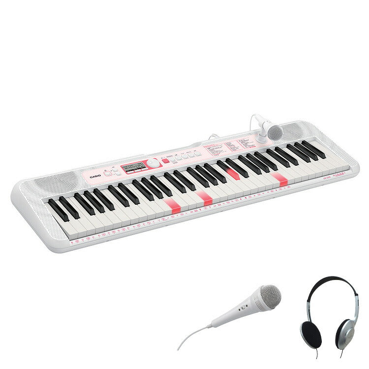 カシオ 光ナビゲーションキーボード ホワイト 専用マイク 楽譜集 ヘッドホン セット(代引不可)
