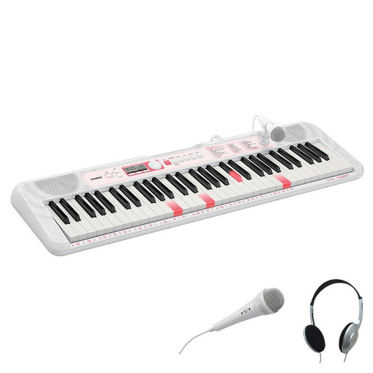 カシオ 光ナビゲーションキーボード ホワイト 専用マイク 楽譜集 ヘッドホン セット(代引不可)