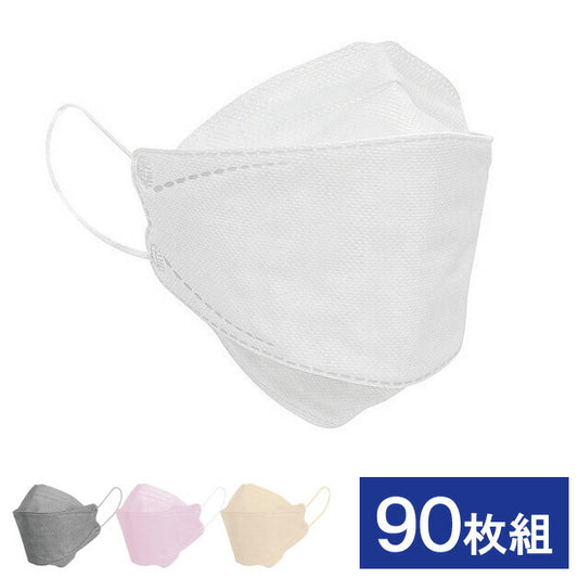 KN-95 接触冷感 立体4層構造不織布マスク90枚組 30枚入×3箱 飛沫 PM2.5 ホコリ 花粉 対策(代引不可)