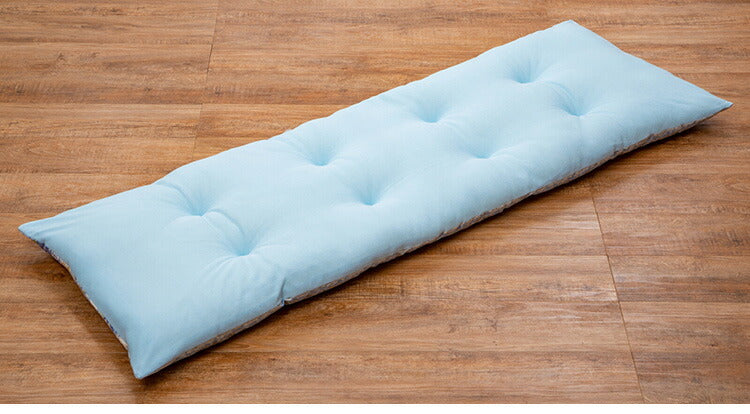 洗える涼感ごろ寝長座布団 HIYAKKOI 防ダニ・抗菌防臭 ブルー ごろ寝マット ごろ寝クッション(代引不可)