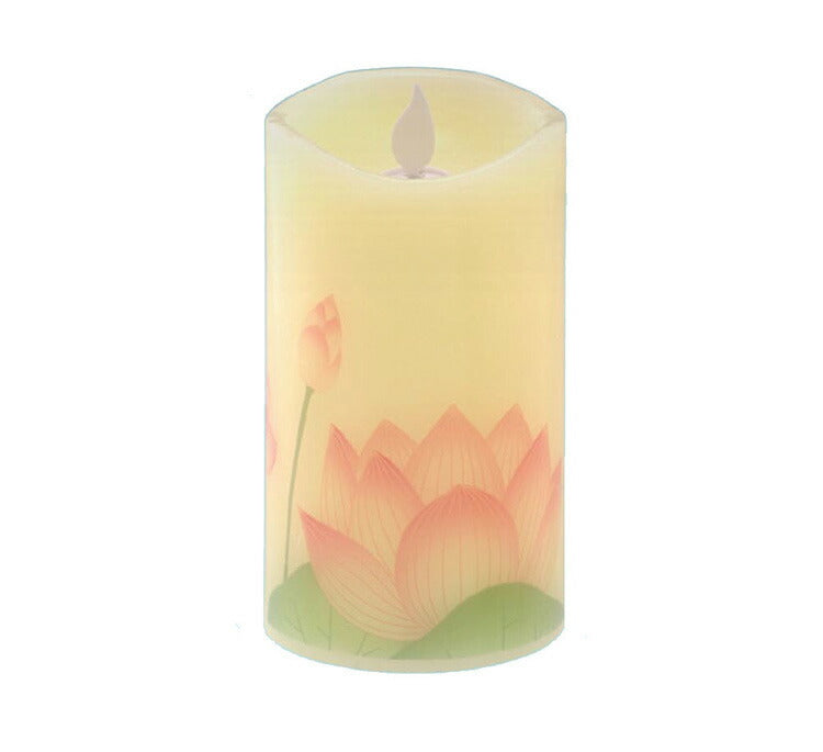 LEDローソク 蓮ツボミ柄 ほのかな灯り 蓮の花模様 乾電池式 電池別売 LEDろうそく(代引不可)