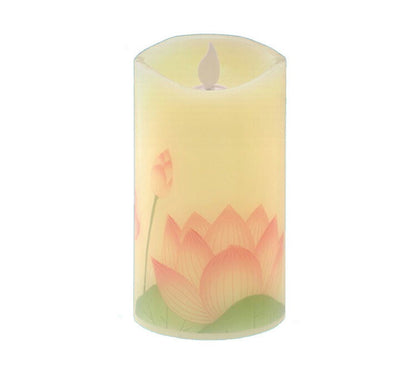 LEDローソク 蓮ツボミ柄 ほのかな灯り 蓮の花模様 乾電池式 電池別売 LEDろうそく(代引不可)
