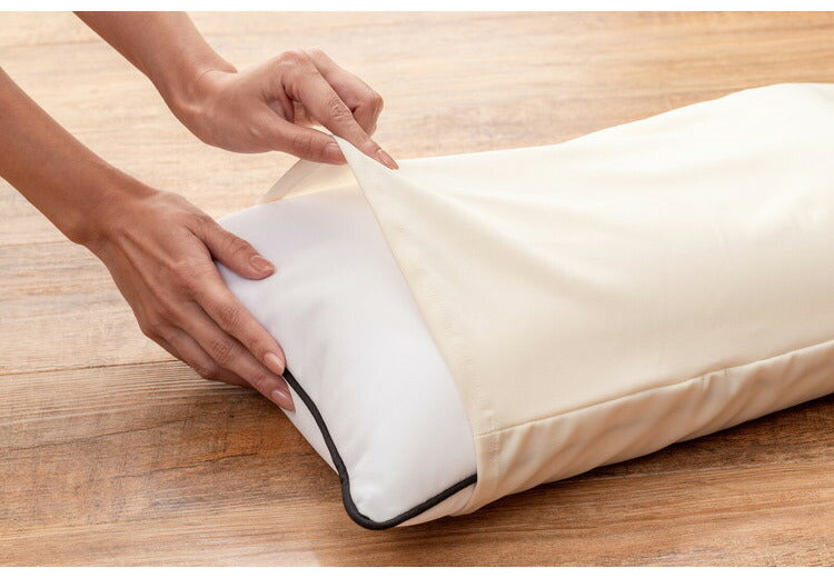日本製 極小発泡ビーズ入もちもち枕専用カバー ミルクティー ネイビー カバーのみ(代引不可)