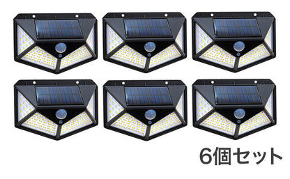 人感センサー LEDソーラーセンサーライト 6個セット 夜間の防犯対策に 4面発光 配線不要 玄関・庭照明・ガレージに 防犯対策 LEDライト センサーライト(代引不可)