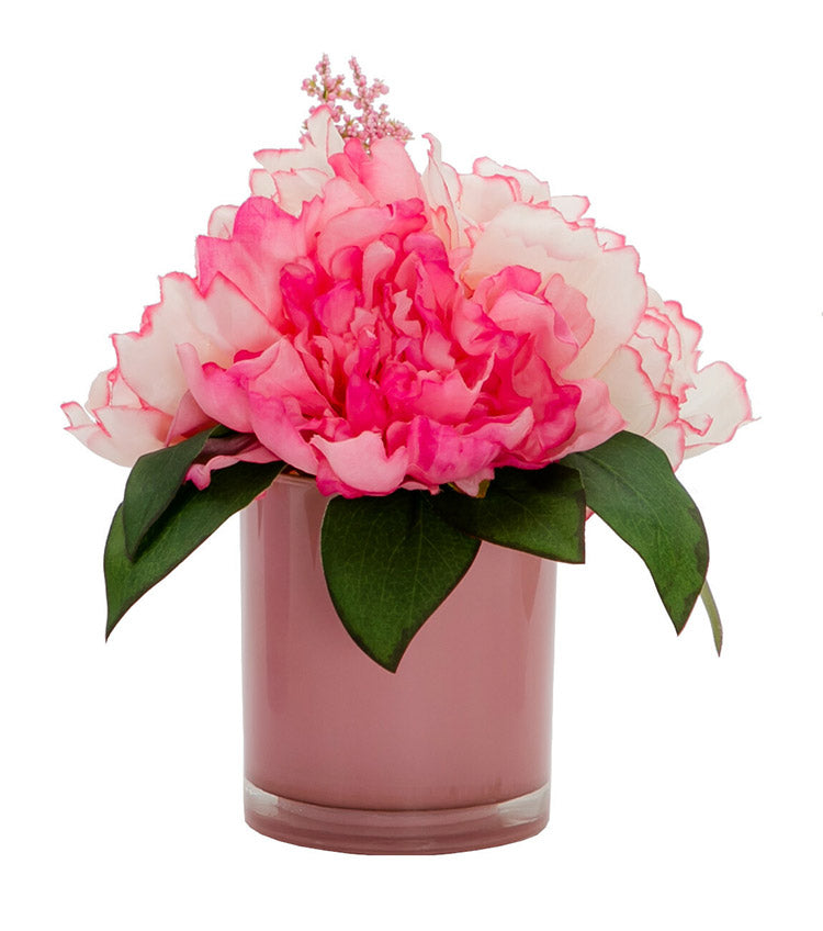 タイマー付きLEDフラワーグラス 置き型タイプ パステルカラー ピオニー アレンジメント おしゃれ かわいい 造花(代引不可)