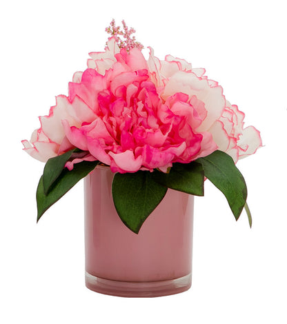 タイマー付きLEDフラワーグラス 置き型タイプ パステルカラー ピオニー アレンジメント おしゃれ かわいい 造花(代引不可)