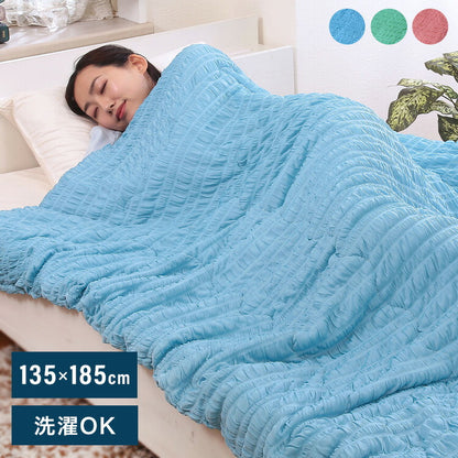 涼感くしゅくしゅケット マイクロわた入 135×185cm ひんやり×もちもち くしゅくしゅケット タオルケット 夏 掛け布団 肌掛け ケット(代引不可)