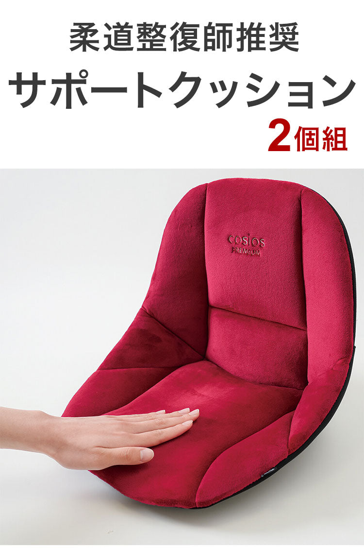 サポートクッション 2個セット 柔道整復師推奨 座椅子 姿勢矯正 疲れにくい 骨盤矯正 クッション ブラック レッド 腰 背中 姿勢サポート 椅子用 チェア 椅子(代引不可)