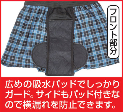 トランクス 2色7枚組 前開き 吸水パッド付き 横漏れ防止 ウェストゴム使用 防水 消臭 抗菌 メッシュ 通気性 丸洗いOK 軽失禁用 成人 大人用 男性用 メンズ パンツ 綿100% ムレにくい 7枚セット(代引不可)
