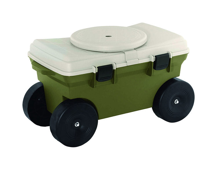 回転座面付き 園芸カート 台車 ワゴン 座れる ボックス 小物収納 耐荷重80kg 足腰 負担軽減 しゃがみ込み 庭 畑 園芸 草むしり 農作業 釣り 日曜大工(代引不可)