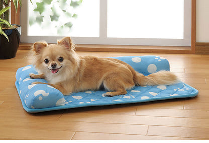 ペットマット ペット用布団 L字枕付き 40×60 接触冷感 足あと柄シリーズ 滑りにくい 冷感 夏の暑さ対策 手洗いOK 小型犬 犬 猫 ペット クッション ペット用品(代引不可)