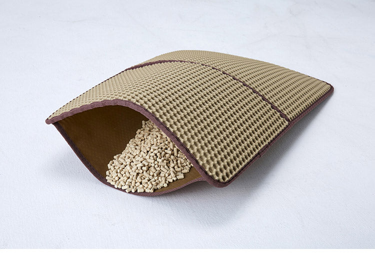 猫砂飛び散り防止マット 凹凸表面 滑り止め有 砂を集める 2重構造 水洗い 猫砂掃除 手間軽減 時短 猫 キャット(代引不可)