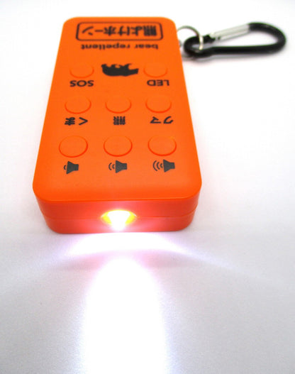 熊よけホーン 獣除けブザー 大音量 威嚇用 LEDライト付き SOS伝達 防犯ブザー 山登り 登山 林業 キャンプ 防犯 防災(代引不可)