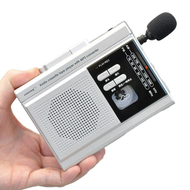 小型ラジカセ AMFMラジオ ワイドFM 録音機能 カセットテープ マイクロSDカード対応 ボイスレコーダー デジタル変換機能付き コンパクト(代引不可)
