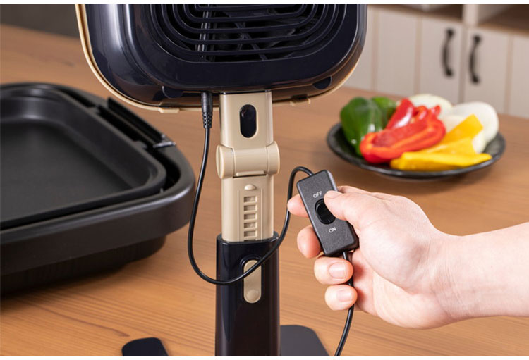 卓上換気扇 フィルター5枚付き 高さ6段階 角度調節可能 コンパクト 軽量 室内換気 煙 油 フィルター 活性炭 キッチン リビング ダイニング 焼肉 鍋 網焼き 食卓 卓上プレート ホームパーティー(代引不可)