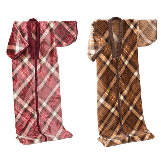 ニューマイヤー毛布かいまき チェック柄 かいまき布団 着る毛布 寝間着 暖かい 保温 冷え性 丸洗いOK 寝具 布団 かいまき(代引不可)
