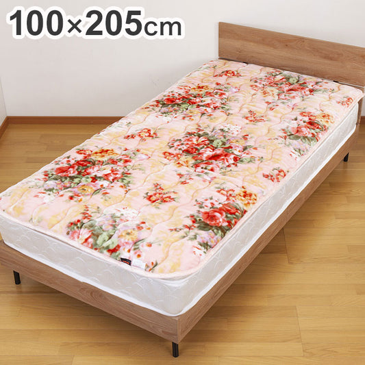 あったか敷きパッド ゴムバンド付き 保温 蓄熱 テイジン 丸洗いOK 布団カバー シーツ 敷布団 寝具 花柄 弾力性 耐圧分散 V-LAP(R) 温かい ぽかぽか 防寒 敷きパッド(代引不可)
