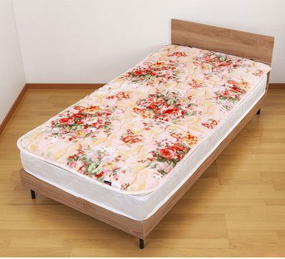 あったか敷きパッド ゴムバンド付き 保温 蓄熱 テイジン 丸洗いOK 布団カバー シーツ 敷布団 寝具 花柄 弾力性 耐圧分散 V-LAP(R) 温かい ぽかぽか 防寒 敷きパッド(代引不可)