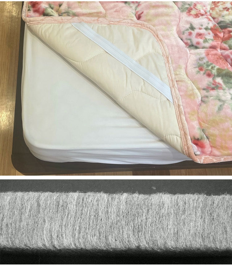 あったか敷きパッド ゴムバンド付き 保温 蓄熱 テイジン 丸洗いOK 布団カバー シーツ 敷布団 寝具 花柄 弾力性 耐圧分散 V-LAP(R) 温かい ぽかぽか 防寒 敷きパッド(代引不可)