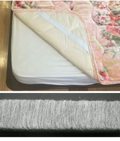 あったか敷きパッド ゴムバンド付き 保温 蓄熱 テイジン 丸洗いOK 布団カバー シーツ 敷布団 寝具 花柄 弾力性 耐圧分散 V-LAP(R) 温かい ぽかぽか 防寒 敷きパッド(代引不可)