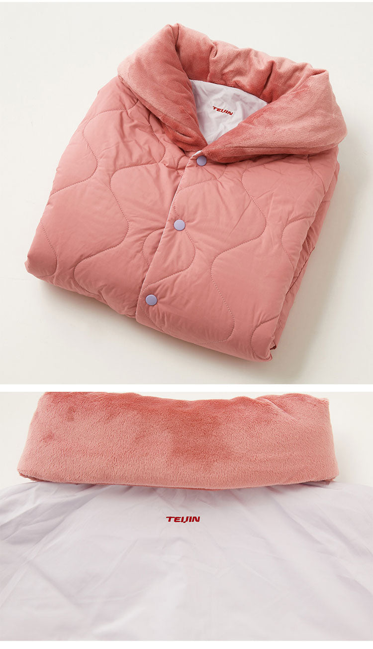 テイジン 速暖半天 すぐぽか 寝間着 ロング丈 リバーシブル 軽量 保温 発熱 洗える 防寒着 部屋着 上着 おしゃれ 温かい 首元 袖口 襟 TEIJIN(代引不可)