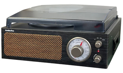 昭和レトロ簡単コンパクトレコードプレーヤー ラジオ AM ワイドFM対応 レコード カセットテープ 音楽再生 スピーカー内蔵 カセット プレーヤー レコプレ 3スピード(代引不可)