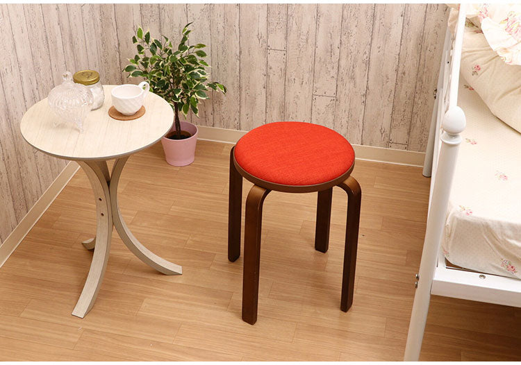 曲木スツール 同色4脚組 布張り ちょい掛け コンパクト 収納 スタッキング可能 軽量 持ち運び スツール 椅子 チェア キッチン 来客用 玄関 会議室(代引不可)