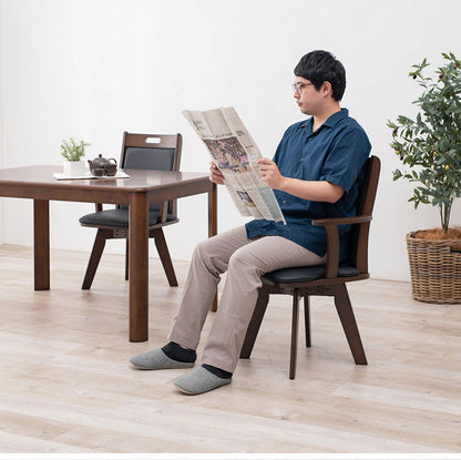 回転ダイニングチェア 肘掛け付き 天然木 回転チェア 座面高44cm 取っ手付き 幅広 ハイバック リビングチェア 食卓椅子 ラウンドチェア チェア 椅子(代引不可)