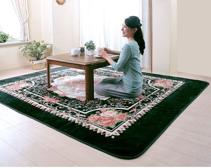 ボアカーペット 2畳用 ラグ カーペット 丸洗いOK ホットカーペットカバー 王朝柄 ボア生地 ダイニングラグ フロアシート 敷物 リビング ダイニング 2畳(代引不可)