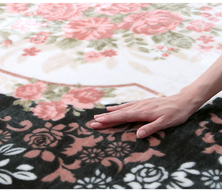 ボアカーペット 2畳用 ラグ カーペット 丸洗いOK ホットカーペットカバー 王朝柄 ボア生地 ダイニングラグ フロアシート 敷物 リビング ダイニング 2畳(代引不可)