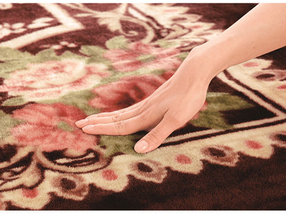 ボアカーペット 2畳用 ラグ カーペット 丸洗いOK ホットカーペットカバー 王朝柄 ボア生地 ダイニングラグ フロアシート 敷物 リビング ダイニング 2畳(代引不可)