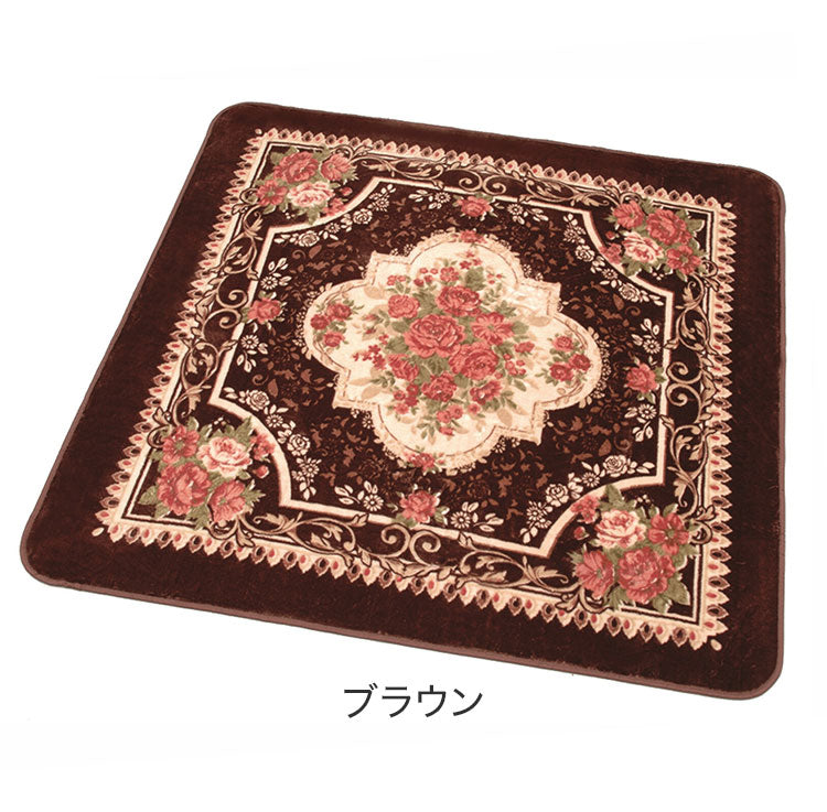 ボアカーペット 2畳用 ラグ カーペット 丸洗いOK ホットカーペットカバー 王朝柄 ボア生地 ダイニングラグ フロアシート 敷物 リビング ダイニング 2畳(代引不可)