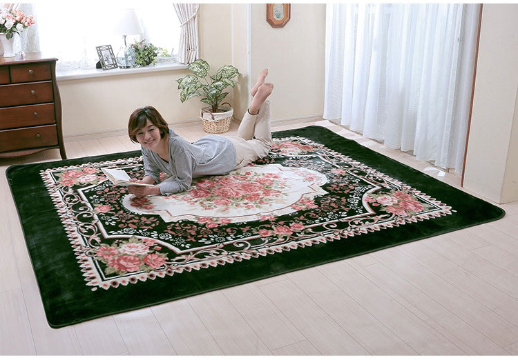ボアカーペット 3畳用 ラグ カーペット 丸洗いOK ホットカーペットカバー 王朝柄 ボア生地 ダイニングラグ フロアシート 敷物 リビング ダイニング 3畳(代引不可)
